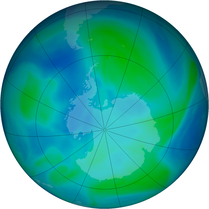 Antarctic ozone map for 09 February 2007